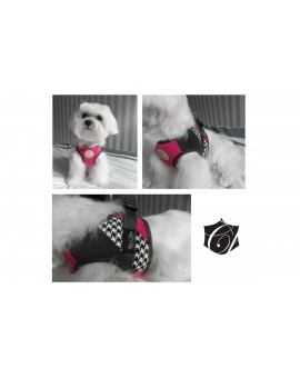 Harnais et laisse glamour rose